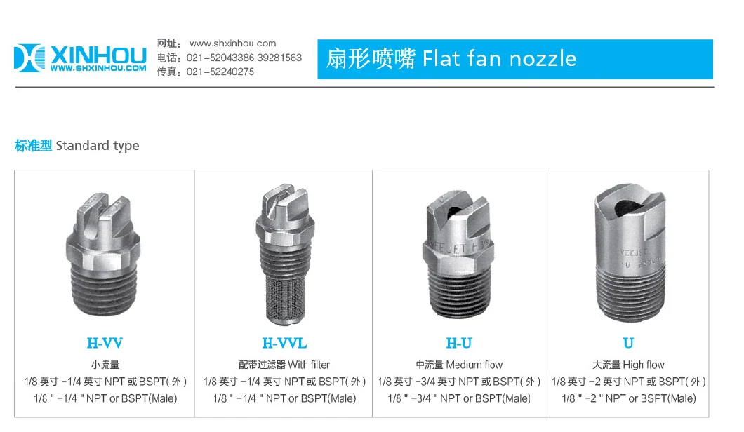 1/4 High Pressure Stainless Steel Uni Jet Flat Fan Spray Nozzles